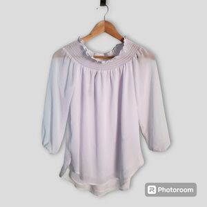 MICHAEL Michael Kors smocked neck blouse 3/4 sleeves, size XS